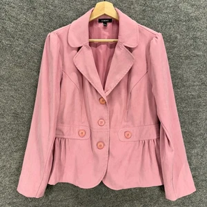 Elementz Blazer Women L Large Pink Button Up Collared Long Sleeve Lined Casual - Picture 1 of 7