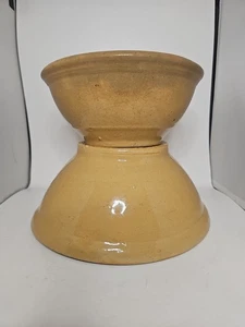 Antique Primitive Vintage Lot 2 Yellowware Yellow Ware Mixing Bowls Nesting Set - Picture 1 of 15