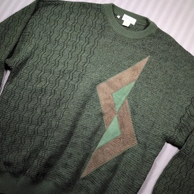 Suéter Vintage Bachrach Tejido Lana Alpaca Acrílico Cuello Redondo Verde Grande Foto 1 de 4