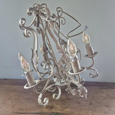 Lámpara de techo colgante vintage de metal CHANDELIER pesada 6 brazos Foto 1 de 4