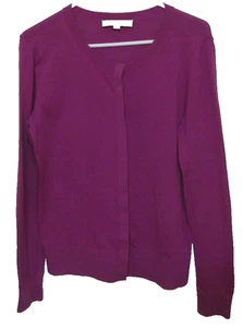 Ann Taylor Loft leichte 100% Baumwolle Langarm Strickjacke Himbeerrosa Med. - Bild 1 von 6