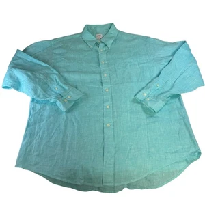 Camisa de hombre Brooks Brothers XL 100 % lino con botones manga azul aguamarina - Imagen 1 de 12