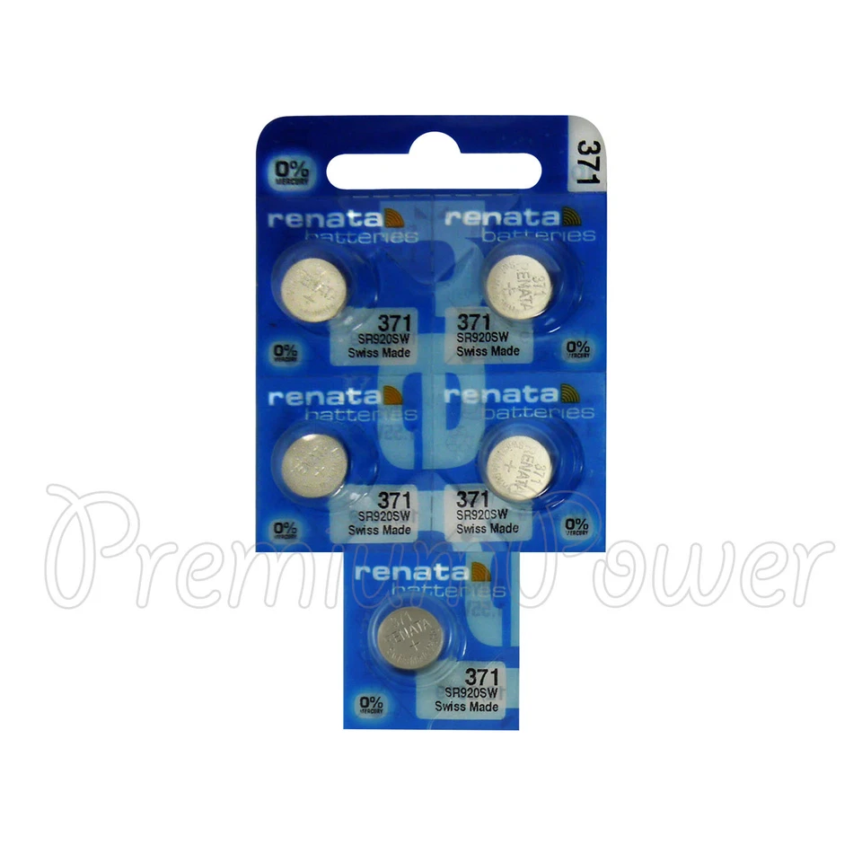 5 x Renata 371 Silver oxide batteries 1.55V SR920SW Watch SR69 - Image 1 of 1