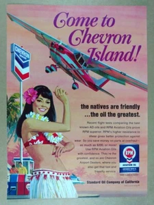 1968 Chevron RPM Aviation Oil hula dancer art vintage print Ad - Picture 1 of 1
