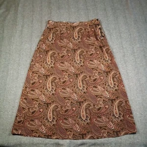 Karen Scott Skirt Womens Large Brown Paisley Flowy Vintage Cottagecore Secretary - Picture 1 of 12