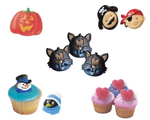 Halloween Christmas Cake Toppers Rings Cupcake Cake Decoration Favours Plastic - Picture 1 of 16
