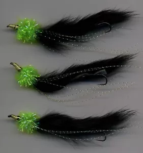 Moscas de la trucha: mosca serpiente UV verde y negro nómada x 3 talla 8. Reino Unido Tied (código 195) - Imagen 1 de 3