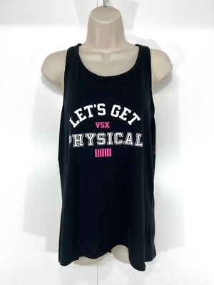 VICTORIA'S SECRET Sport Black Racer Back Tank Top size UK 10 12 M COTTON Blend - Image 1 of 3