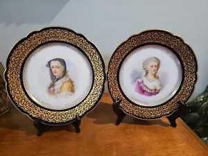 Marie Antoinette & M LEZINSKA Portraits Pillivuyt alt Paris Porzellan signiert L.V - Bild 1 von 15