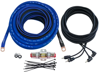 Sky High Car Audio CCA 4 Gauge E-Series Amp Kit Blue Black Oversized AWG