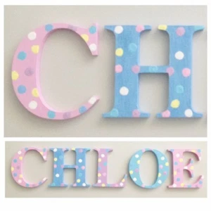 Girls Polka Dot 9cm Wooden Letters for Baby Nursery/Kids Bedroom Doors $7 - Picture 1 of 12