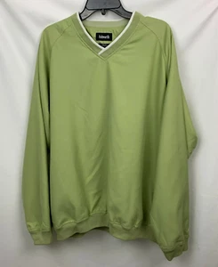 Ashworth Wind Shirt Chartreuse V-Neck Pullover Long Sleeve Pockets Lined L NEW - Picture 1 of 7