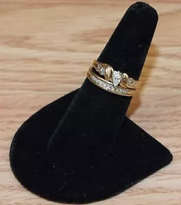 14K Gold Engagement Ring (Size 7) 10K Wedding Band with Various Diamonds *READ* - Picture 1 of 9