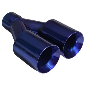 Mach-Speed Universal Exhaust Tip  Straight Cut Double Wall Blue ET-0251BL - Picture 1 of 1