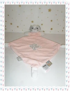 37 - flaches Kuscheltier Raute Panda weiß grau rosa Schnullerkette Les Chatounets - Bild 1 von 2