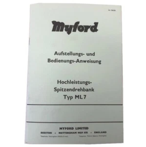 Original Myford ML7 Lathe Operation & Parts Book In German From Myford - Picture 1 of 1