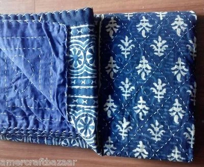 Colcha india hecha a mano vintage Kantha manta de algodón Gudari doble Foto 1 de 3