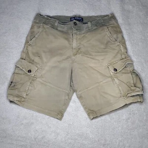 American Eagle Y2k Cargo Shorts Mens Size 38 Beige Brown Distressed Vtg - Picture 1 of 16