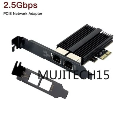 Dual RJ45 Port Intel I226 chip 2.5Gbps PCI-E X1 X4 X8 Ethernet Network Adapter - Image 1 of 4