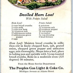 1962 Chicago Peoples Gas Light & Coke Co Advertising Recipe Trade Card Ham C43 