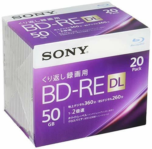 20pack Sony Blu-ray 50GB BD-RE DL Dual Layer 2x Blank Discs bluray Import - Image 1 of 1