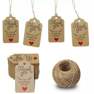 50 pcs Set, craft paper thank you gift tags wedding/Party Supplies - Picture 1 of 2