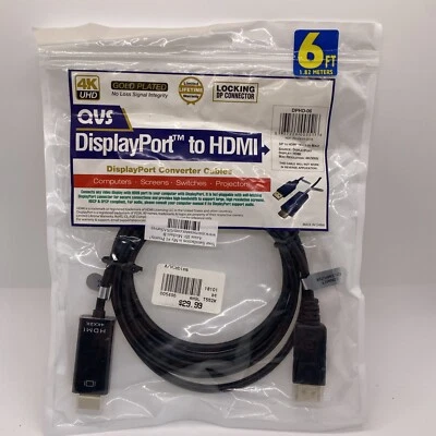 QVS DisplayPort Male to HDMI Male Digital A/V Cable 6 ft. - Black - Image 1 of 4