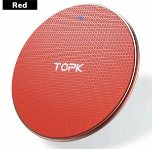 10W TOPK REDFast Wireless Charging Pad Ultra Fast Qi iPhonSamsung All QI divices - Picture 1 of 7
