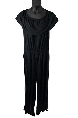 Haute Hippie Tribe Jumpsuit with Front Ruffle Layered Black - Image 1 of 2