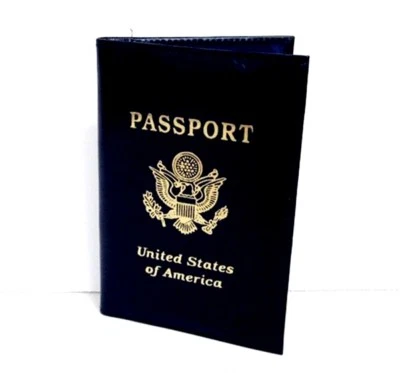 Azul Ee.uu. Pasaporte Funda Viaje Cuero Porta Tarjeta de Crédito Hombre Dama US - Imagen 1 de 4