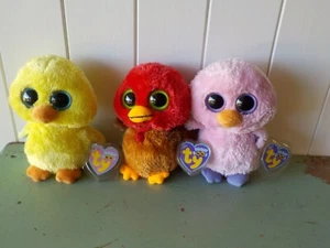 3 of 6 inch Beanie boo Chicks chickens turkey W Tags Thankful Goldie Posy - Picture 1 of 12
