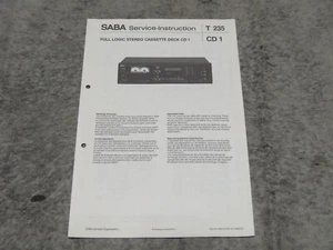 Manual de servicio de esquema para cassettes Tape Deck SABA CD1 - Imagen 1 de 1