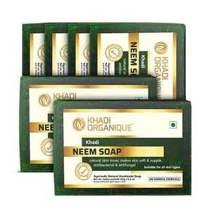 Khadi Organique Natural Herbal Pure Neem Soap 125gm x 6 Pcs - Picture 1 of 5