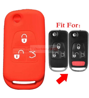 Fit Mercedes Benz 3 Button SLK ML Remote Key Fob Silicone Skin Case Cover Red - Image 1 of 4