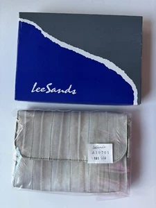Lee Sands Eel Skin Clutch with Mirror / Coin Purse - Gray - New in Box - Picture 1 of 8