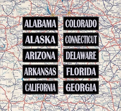 ATHENA BRANDS United States US State Patches 3.25" x 1.25" Embroidered Iron-on Applique Biker