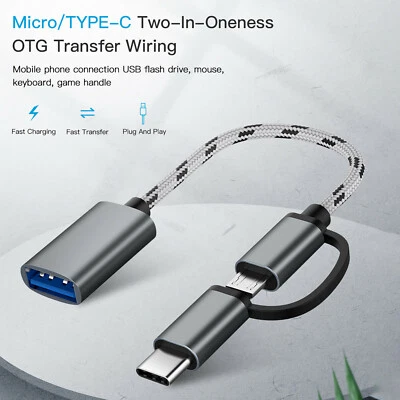 USB C Adapter 2 in 1 Type C & Micro USB Cable to USB 3.0 Adapter OTG for Type-C - Imagen 1 de 4