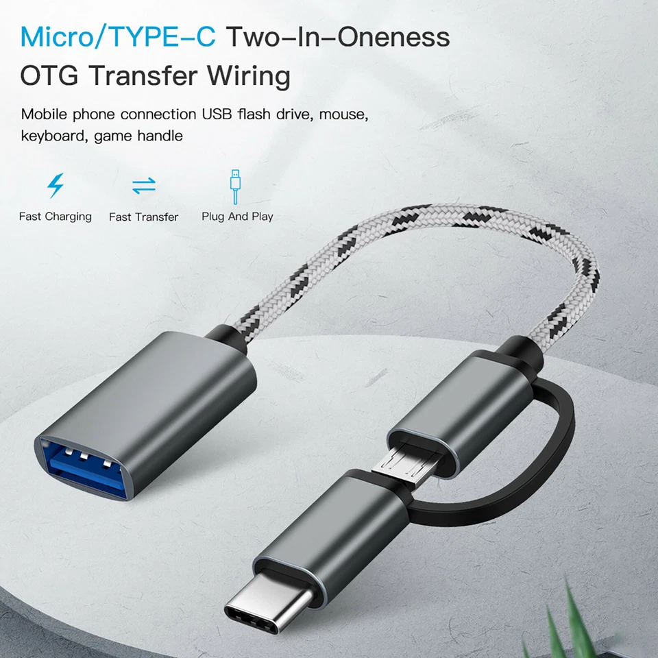 USB C Adapter 2 in 1 Type C & Micro USB Cable to USB 3.0 Adapter OTG for Type-C - Bild 1 von 4