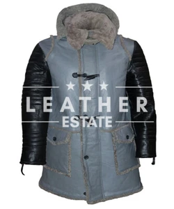 Cappotto lungo Real Shearling Aviator grigio e nero | tutte le taglie - Foto 1 di 5