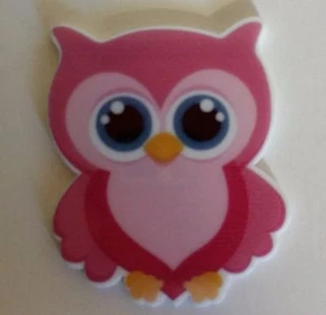 Flat Back Resins (Lot of 2 for $1.50) Cute Pink Owl with Large Eyes Wild Birds - Picture 1 of 2