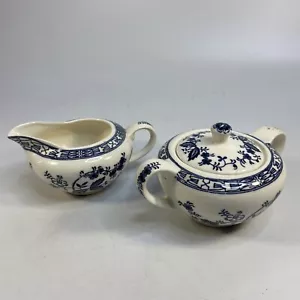 Nordisch blau Zucker & Milchkännchen Set weltweite Qualität asiatisches Muster Made in Japan - Bild 1 von 12