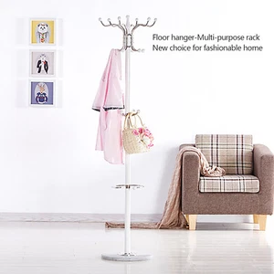 16 Hooks Coat Rack Hat Bag Stand Tree Clothes Hanger Holder Organizer Heavy Duty - Picture 1 of 12