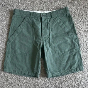 Wallace & Barnes Green Canvas Field Fatigue Button Fly Shorts - Picture 1 of 10