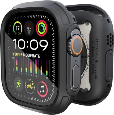 Rugged Shockproof Case & Tempered Glass for Apple Watch Ultra 2/1 49mm Black - Image 1 of 4
