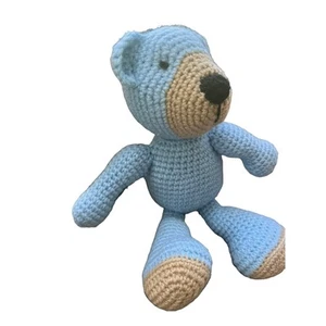 Handgefertigter gehäkelter blau-brauner Teddybär Lovey - Bild 1 von 6