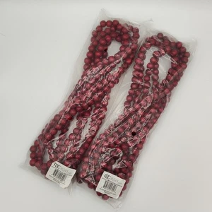 2er Set Burgunder Holz Perlen Weihnachtsgirlande 14mmx9ft Factory Direct 2615-07FD - Bild 1 von 3