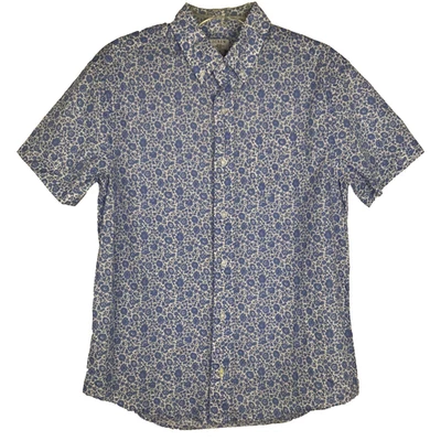 Camisa J.Crew Liberty Tela Abotonada Manga Corta Azul Blanco Floral Niñas 14 Foto 1 de 4