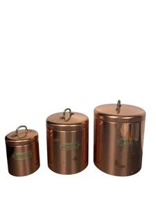 Vintage Bristol Ware 3 Piece Flour, Sugar & Tea Copper Canister Set - Picture 1 of 16