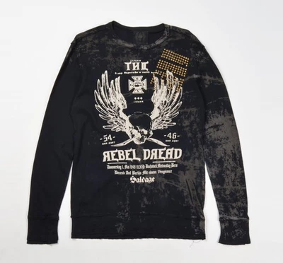 Top De Colección Salvage Grunge Gótico Y2K Negro Scull Rebel Dead Manga Larga Talla M Foto 1 de 4