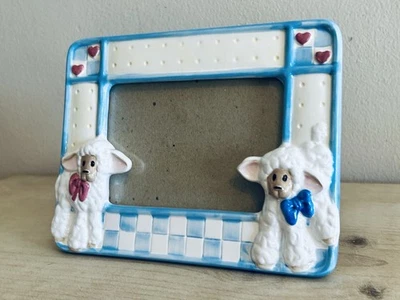 Daisy Kingdom picture frame sheep lamb ceramic baby photo TerraGrafics Vintage - Imagem 1 de 4